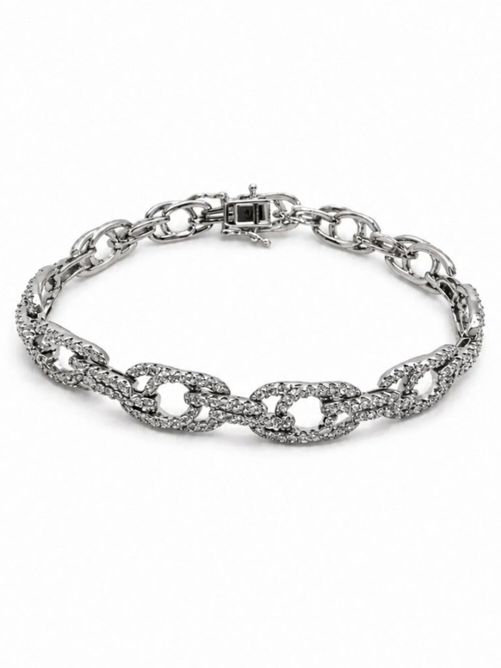 S925 Crystal Pavé Link Tennis Bracelet